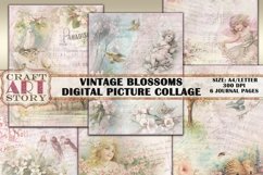 Vintage Blossoms Digital picture collage,printable papers Product Image 1