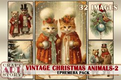 Vintage Christmas animals Ephemera Pack-2,winter images Product Image 1