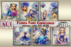 Flower Fairy Cornflower Collage picture cards Atc ACEO Product Image 1