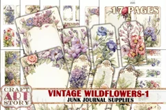 Vintage Wildflowers junk journal Supplies,Botanical Product Image 1