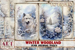 Vintage Winter Woodland Junk Journal Kit,Printable Collage Product Image 1