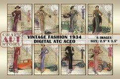 Vintage fashion collage illustration 1930s,Cards Atc ACEO Product Image 1