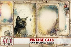Vintage shabby cats Collage picture junk journal Pages Product Image 1