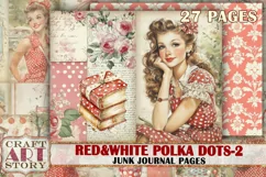 Retro fashion Junk Journal Kit Red&white polka dots part 2 Product Image 1