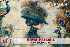 Royal peacock Junk Journal Kit, feathers peacock Product Image 1