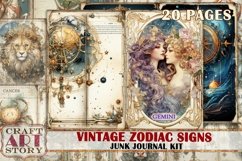 Vintage astrology junk journal Pages printable,Zodiac Signs Product Image 1