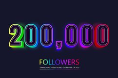 200000 social followers and subscribers neon text effect Product Image 1