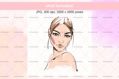 Hand-drawn fashion illustration of woman&#039;s face Product Image 2