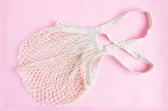 Zero waste. Cotton mesh bag on a pink background. Product Image 2