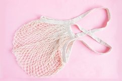 Zero waste. Cotton mesh bag on a pink background. Product Image 2