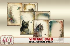 Vintage shabby cats Collage picture junk journal Pages Product Image 2
