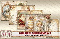 Vintage Golden Christmas-1 Junk Journal Kit,Printable Collag Product Image 2