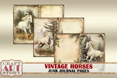 Vintage shabby horses Collage picture junk journal Pages Product Image 2