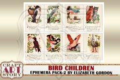 Bird Children Ephemera Pack-2,Bird girls Printable kit Product Image 2