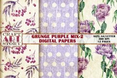 Grunge Purple floral Pattern Papers,Kit Backgrounds Product Image 2