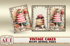 Vintage Cookery Recipe food junk journal,Cakes cookbook Page Product Image 2