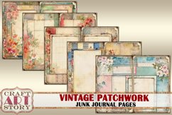 Vintage patchwork Junk Journal Pages,quilt backgrounds Product Image 2