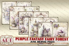Purple Fantasy Fairy Forest Junk Journal Pages, printables Product Image 2