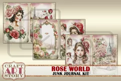 Rose fantasy Junk Journal Pages,Vintage Floral digital paper Product Image 2