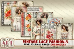 Vintage lace fashion Junk Journal Kit part 3 Embroidery Product Image 2