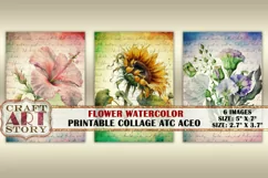 Shabby chic digital cards watercolor Flower Collage Sheet Product Image 2