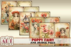 Poppy Fairy fantasy Junk Journal Pages,fairies Poppies paper Product Image 2