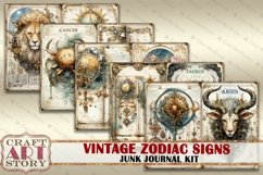 Vintage astrology junk journal Pages printable,Zodiac Signs Product Image 2