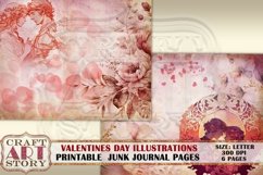 Valentines Junk Journal Pages,Digital Collage Valentine Day Product Image 2