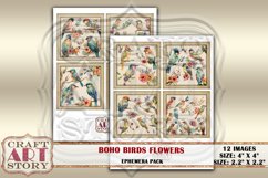 Ephemera Pack Boho birds flowers card set, floral Product Image 2