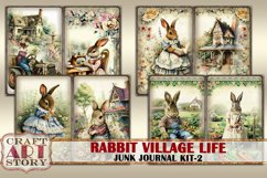 Vintage Bunny Collage Junk Journal Kit-2 Rabbit village life