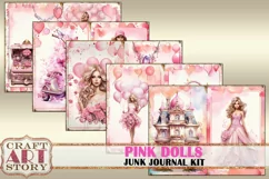 Pink dolls Junk Journal Pages,scrapbook digital paper Product Image 2