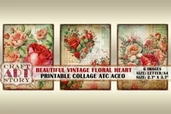 Valentines picture collage Floral Heart cards Atc ACEO Product Image 2