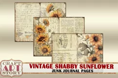 Shabby sunflowers Junk Journal Pages,plant backgrounds Product Image 2