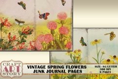 Vintage Spring flowers junk journal Pages,Digital paper Product Image 3