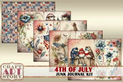 Patriotic Junk Journal Pages,4th of July scrapbook papers Product Image 2