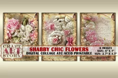 Vintage shabby chic roses Flowers collage,ACEO Digital paper Product Image 2