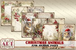 Vintage Christmas animals Junk Journal Pages,winter Product Image 2