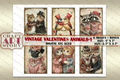 Vintage Valentine's Day-1 animals collage cards atc BONUS Product Image 2