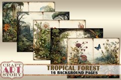 Tropical forest Blank background junk journal Pages Product Image 2