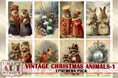 Vintage Christmas animals Ephemera Pack-1,winter images Product Image 2