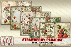 Vintage Strawberry Fantasy Junk Journal Pages, printables Product Image 2