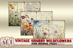 Shabby wildflowers Junk Journal Pages,plant backgrounds Product Image 2