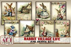 Vintage Bunny Collage Junk Journal Kit-5 Rabbit village life Product Image 2