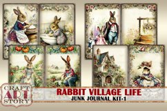 Vintage Bunny Collage Junk Journal Kit-1 Rabbit village life Product Image 3