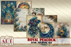 Royal peacock Junk Journal Kit, feathers peacock Product Image 2