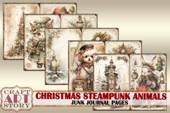 Christmas steampunk animals Junk Journal Pages,winter Product Image 2