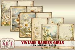 Vintage daisies girls Junk Journal Kit printables daisy Product Image 2