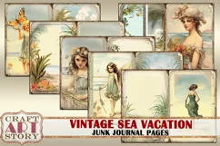 Vintage sea vacation junk journal pages,Beach journal Product Image 2