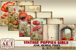 Vintage poppies girls Junk Journal Kit printables poppie Product Image 2