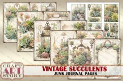 Vintage succulents Junk Journal Pages,nature floral papers Product Image 2